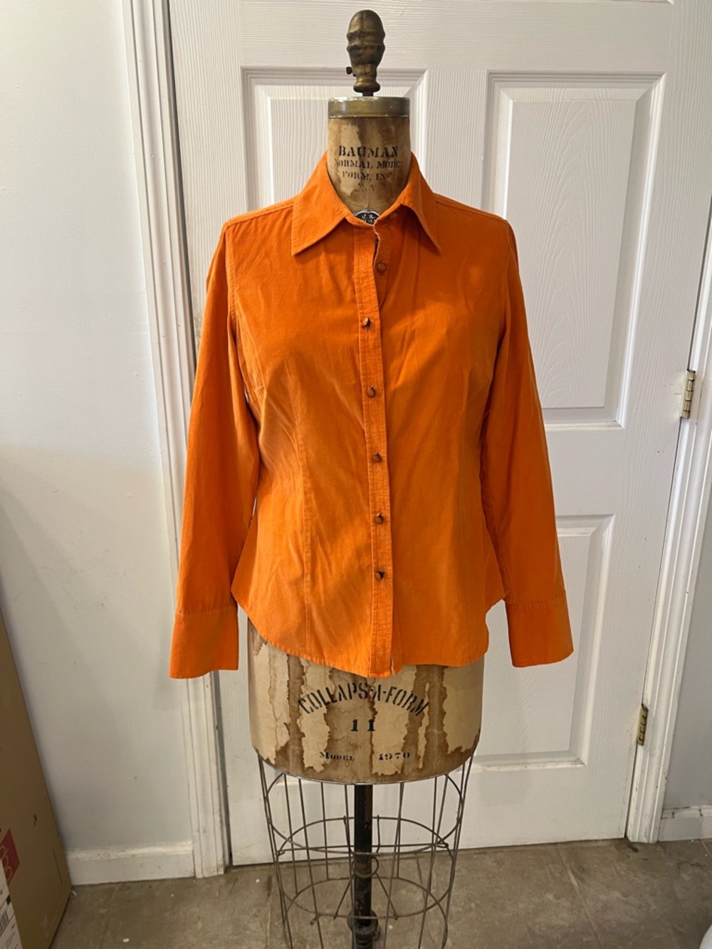 Talbots Orange Long-Sleeve Button-Down Shirt